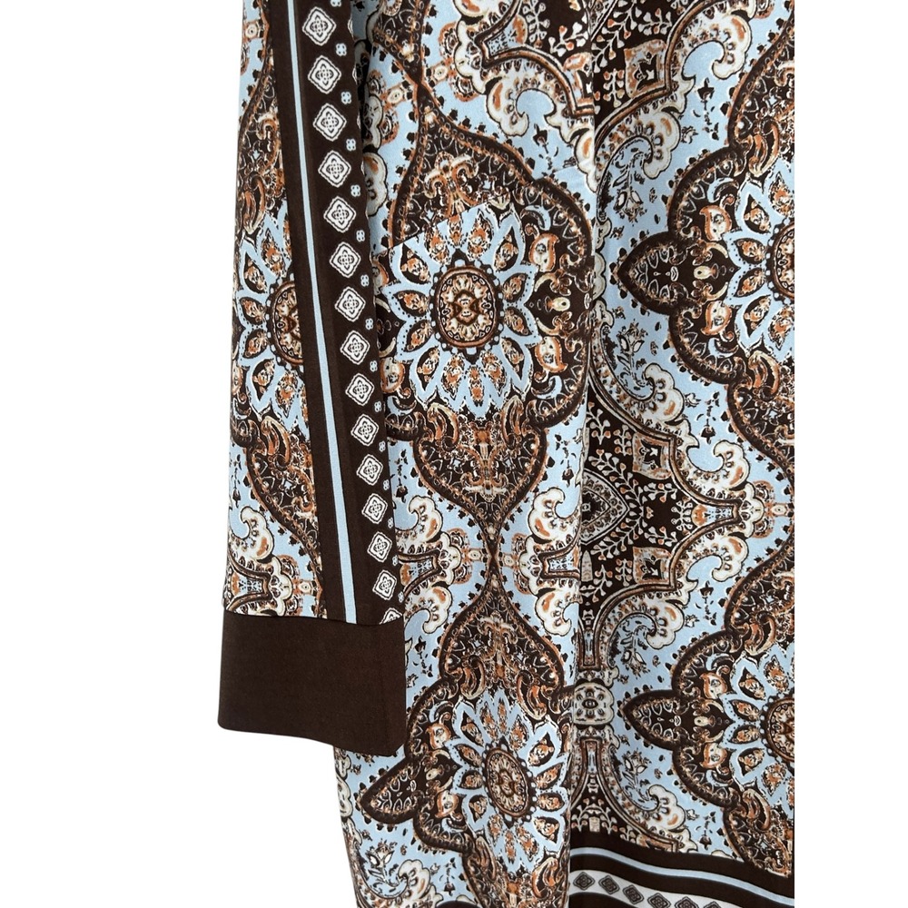 Belle by Kim Gravel Paisley Zip Front Tunic Top Brown Blue 1X - Picture 7 of 8
